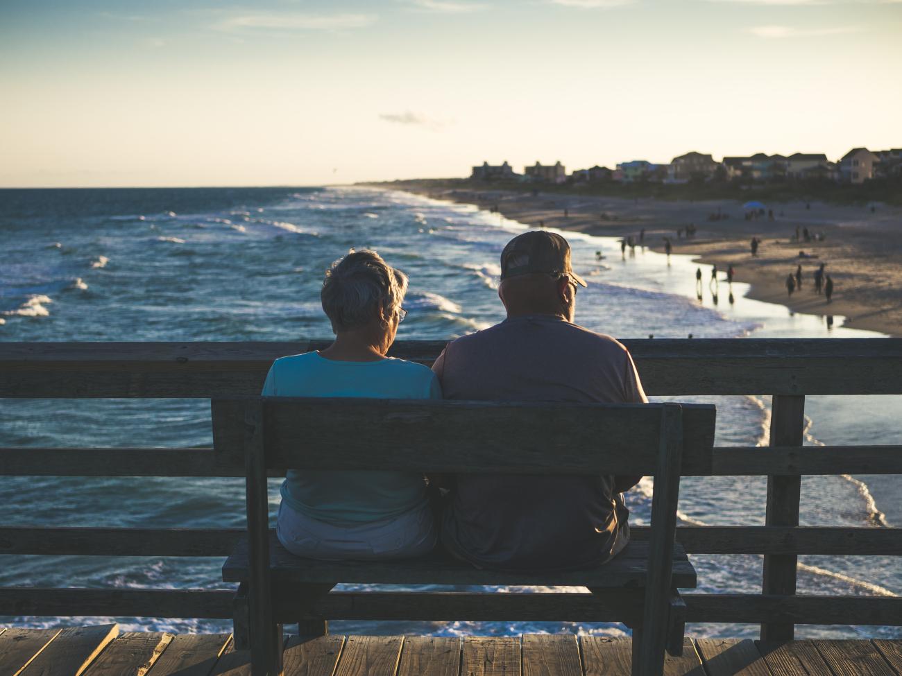 Retired couple looking at beautiful landscape