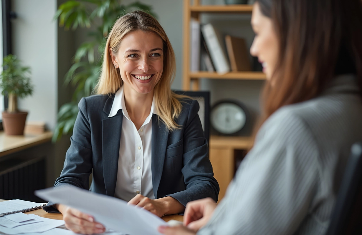 Financial advisor discussing long-term financial planning and future financial goals with a client
